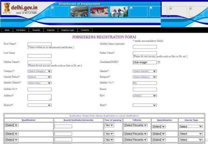 Delhi Berojgari Bhatta Online Registration