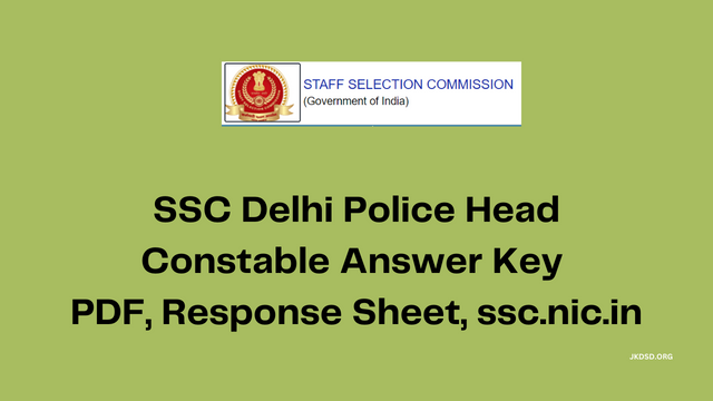 SSC Delhi Police Head Constable Answer Key