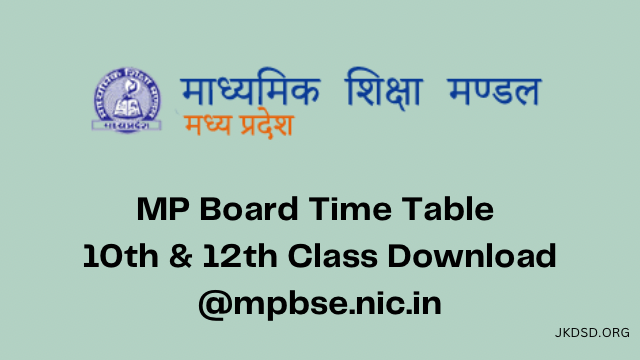 MP Board Time Table 2023 10th & 12th Class Download @mpbse.nic.in