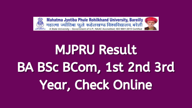 MJPRU Result 2023, BA BSc BCom, 1st 2nd 3rd Year, Check Online