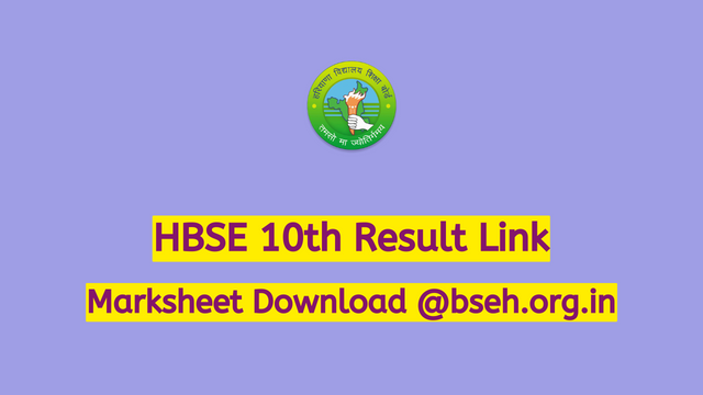 HBSE 10th Result 2023, Marksheet Download Link, bseh.org.in