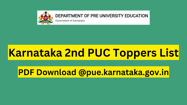 Karnataka 2nd PUC Toppers List 2023 PDF Download @pue.karnataka.gov.in