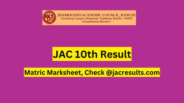 JAC 10th Result 2023, Matric Marksheet, Check @jacresults.com