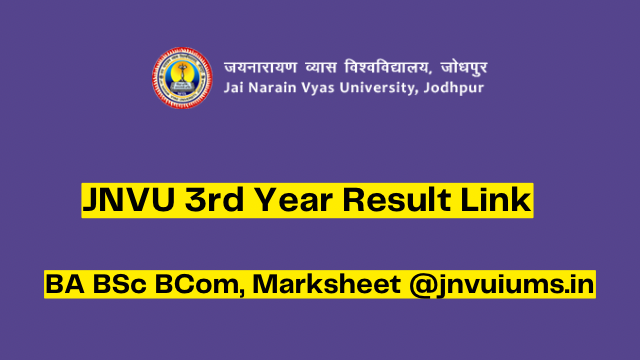 JNVU 3rd Year Result 2023 