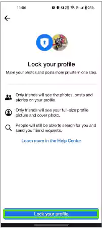 Tap Lock your profile