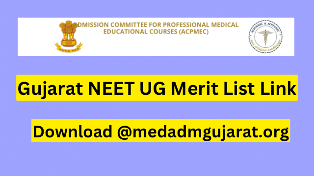 Gujarat NEET UG Merit List 2023