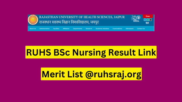 RUHS BSc Nursing Result 2023