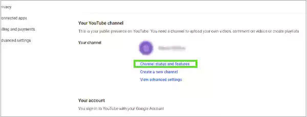 Click Channel status and features