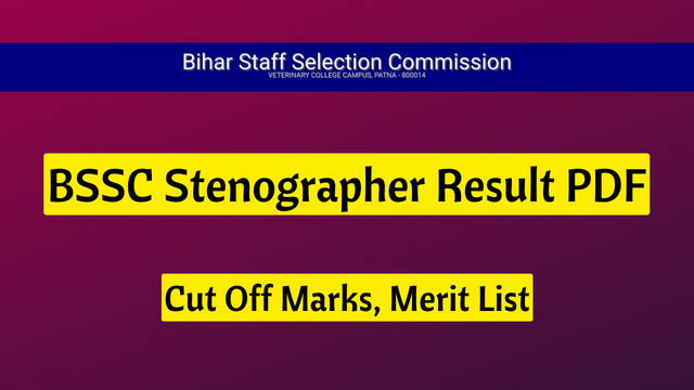 BSSC Stenographer Result 2023 PDF