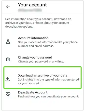 Tap Download an archive of your data.