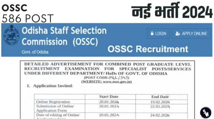 OSSC CGL Notification 2024 for 586 Group B, C Posts 