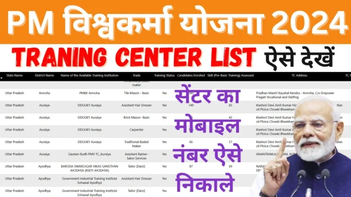 PM Vishwakarma Training Center List : पीएम विश्वकर्मा योजना ट्रेनिंग सेंटर लिस्ट ऐसे निकाले ऑनलाइन घर बैठें