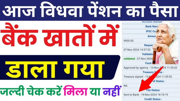 आज 19 नवम्बर को विधवा पेंशन का पैसा खाते में डाला गया : UP Vidhwa Pension Payment New Update