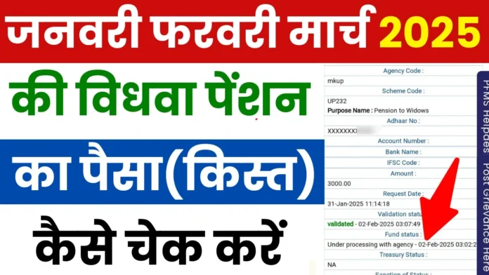 जनवरी फरवरी मार्च 2025 की विधवा पेंशन किस्त कैसे कैसे चेक करें : Check New Vidhwa Pension Payment